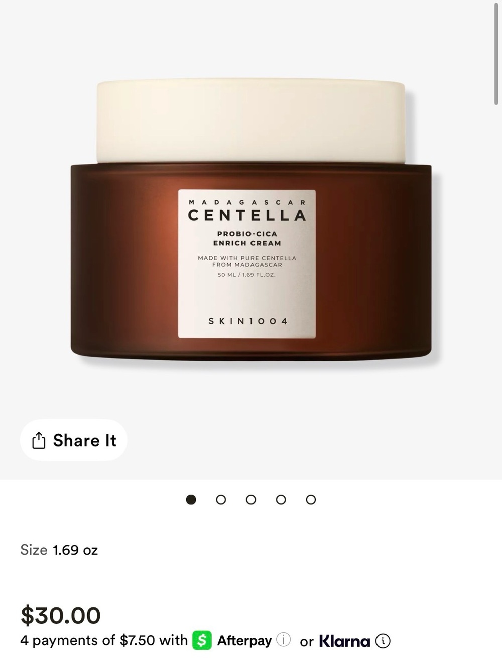 SKIN1004 Madagascar Centella Probiotics Enrich Cream - Brown Jar